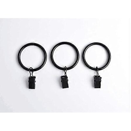 35 mm Diameter Multifunktionella Gardinklämmor Gardinringar, Svart, 30-pack