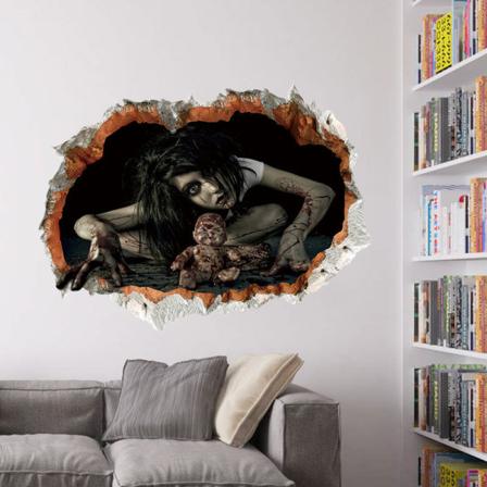 Halloween Horror Vægsticker 3D Vægsticker 3D Horror Vægsticker Indendørs Vægsticker Halloween Vægsticker