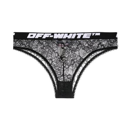 Off White Briefs With Logo Sort, Dame Trusser