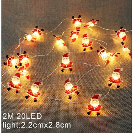 Lyslenke med Julenissen, 2M 20 LED Juledekorasjonslys, Egnet for Juledekorasjon