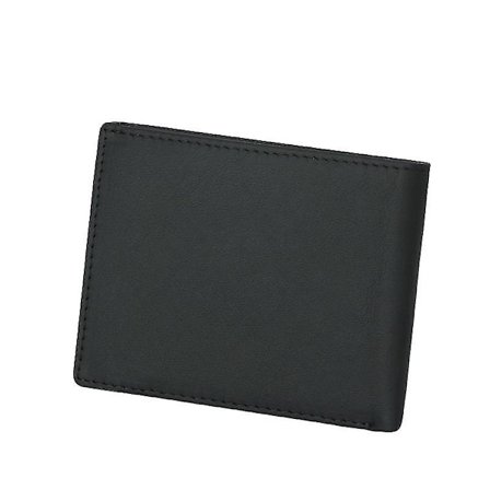 (Musta) Ohut nahkainen korttipidin - RFID-esto ja turvallisuus - Kova nahkainen lompakko - Tilaa jopa 6 kortille - Taittuva