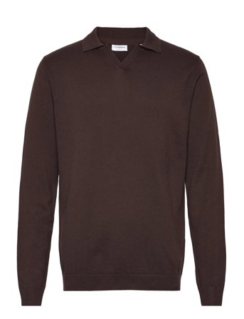 Lindbergh Splitneck Recycled Yarn Knit - Brown - XXL