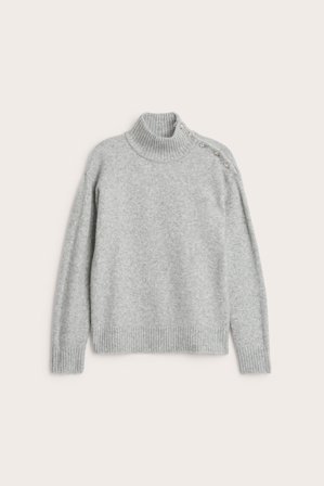 Kappahl | Stickad polotröja | Ljusgrå