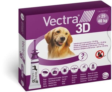 Vectra 3D Viola Antiparassitario Cani 25-40 Kg 3 Pipette