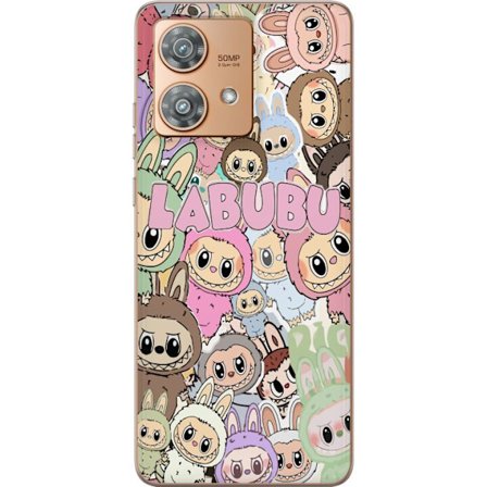 Kompatibelt Mobildeksel til Motorola Edge 40 Neo Rosa kawaii-komposisjon med søte tegnede karakterer og myke former