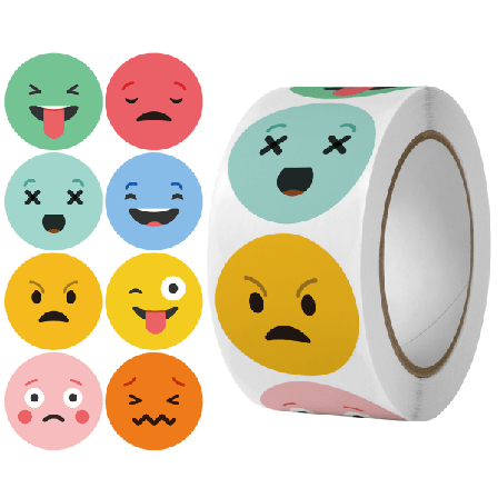 500 stk. forseglet tema klistermærker - tegneserie emoji, gavemærke klistermærker