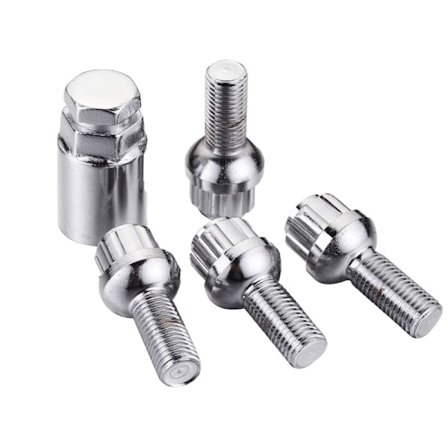 Beskyt din bil 05.205.03 Tyverisikring type C hjullås, sæt med 4 med 1 adapter, sikkerhed for fælge og hjul