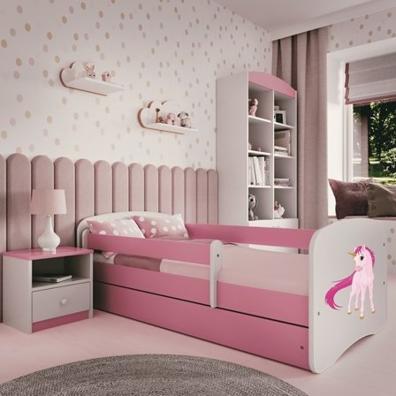 Kocot Kids Barnsäng - Babydreams Rosa - Unicorn Med Låda 140x70 Cm - Litenleker