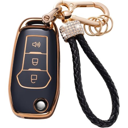 Gematay Ford nøkkelringdeksel med nøkkelring, myk TPU nøkkelringbeskytter skall kompatibel med Ford Explorer Ranger Escape Smart nøkkelveske