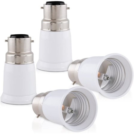 4x Sockeladapter - B22 til E27 - Bajonett Base Lamp Holder Adapter