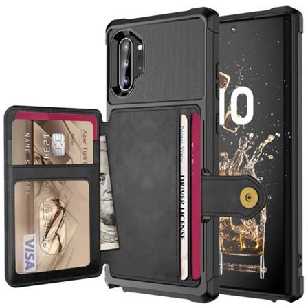 Samsung Galaxy Note10+ - Praktiskt Skyddsskal Med Kortfack Svart
