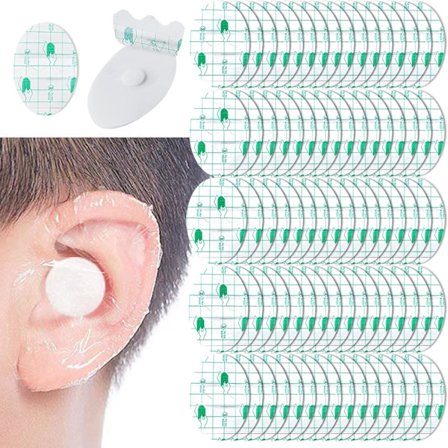 80 Stk. Engangs Vandtætte Øreklistermærker, Klare Ørebeskyttere til Svømning og Bad med Ørepropper, Beskyttelseshætter Fodklistermærker Bandager