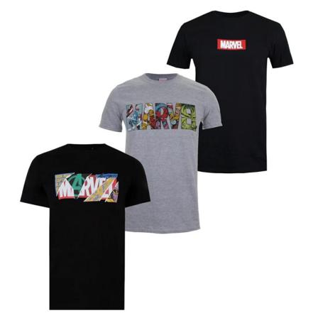 Marvel Logo T-shirt För Män (förpackning Med 3) Xl Svart/grå/röd