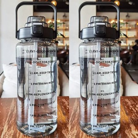 2st 2L sportvattenflaskor med sugrör,