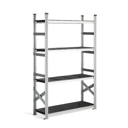 Galvanised food shelving TRANSFORM, basic unit, 1972x1200x400 mm, black