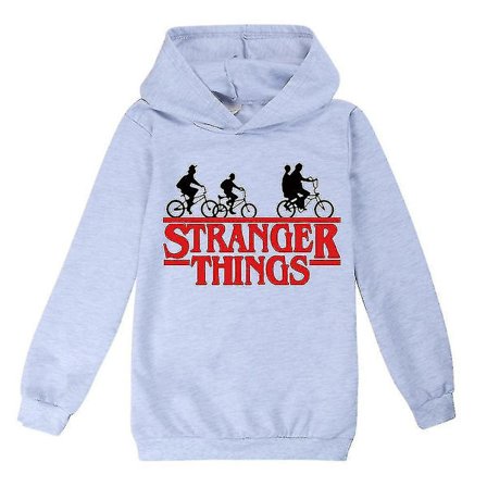 Stranger Things Barn Tenåringer Hettegensere Langermet Hettegenser Retro Uformelle Gensere Grå 13-14 År