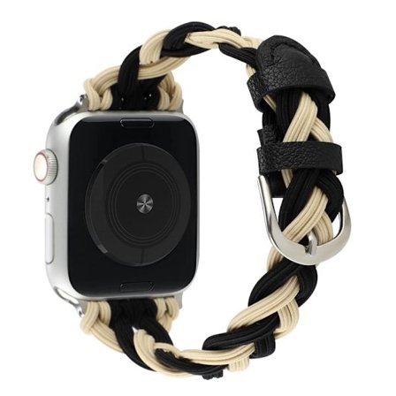 Apple Watch Series 8 (41 mm) armband med elastisk flätning - Svart / Aprikos