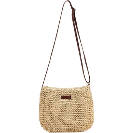 Skulderveske Unisex Voksen Sommer Crossbody Veske Strand Vevd Skulderveske Håndveske Skinn Skulderveske