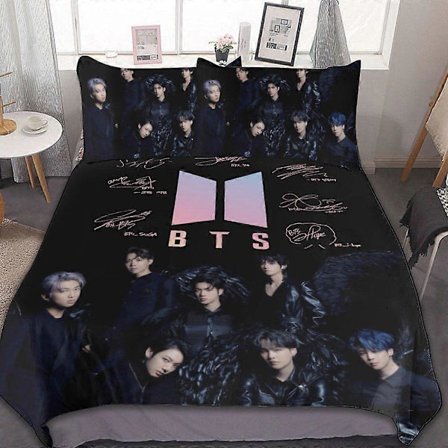 Sengesett HF260 Kpop BTS Jente Dynetrekksett, Mykt Komfortabelt Sengesett, 3 Deler Ultra Mykt Hudvennlig Dynetrekk Putetrekksett LS260