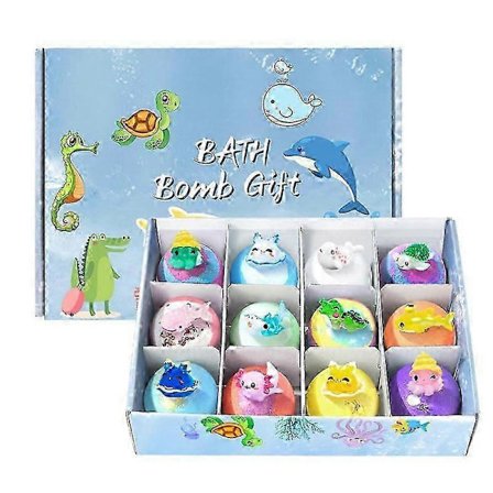 12 pakker børnebadebomber naturlige økologiske boblebadebomber i badelegetøj til piger og drenge fødselsdagsgaver til børn