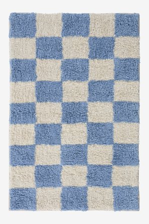 Jotex - Badematte 60x90 Cm Bomull/Bomull Blå/naturhvit MELA - Kjøp Baderomsmatter hos Jotex