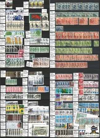 Danmark - Dubletsamling i 5 indstiksbøger fra AFA 47-1444 - Stemplet