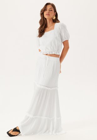 VILA - Vimesa High Waist long skirt - Cloud Dancer - Kläder - - Bubbleroom