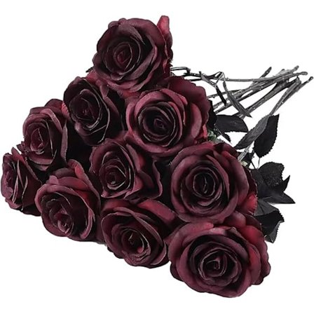 10Pcs Artificial Flowers Silk Roses Flowers Long Stem Fake Roses Flowers Bouquet for Home Wedding Party