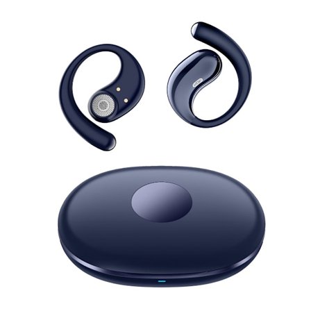 6.0 open-ear dobbelt-side stereo trådløst Bluetooth headset med 4000mAh ladetui Dark Blue