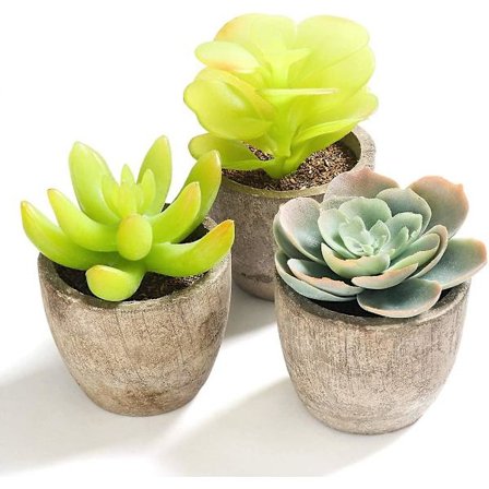 Sett med 3 Mini Kunstige Sukkulenter Planter Dekorasjon Kunstig Potteplante Grønn Kunstige Planter
