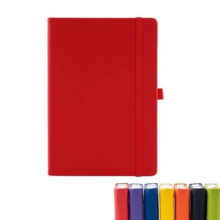 A5-anteckningsbok med linjerade sidor, elastiskt band, PU-läder klassisk skrivbok medium premium linjerat papper rutigt journal 200 sidor (röd)