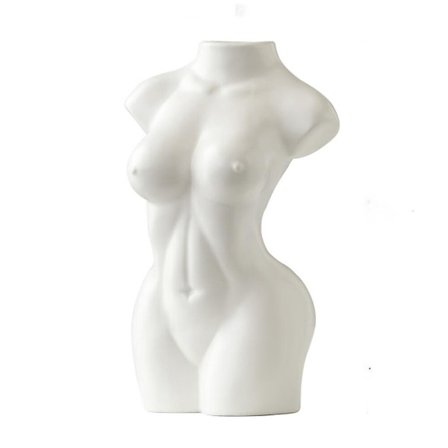 Keraaminen vartalomaljakko - Boheemi sisustus (valkoinen)