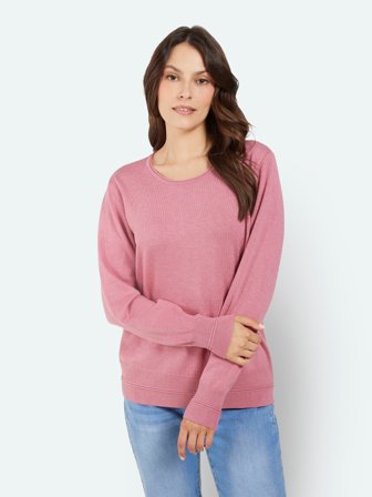 JENSEN - Langærmet Strik - Rosa Melange
