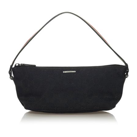 Gucci Vintage, Pre -owned GG Canvas Boat Baguette Zwart, Dames, Maat:ONE Size