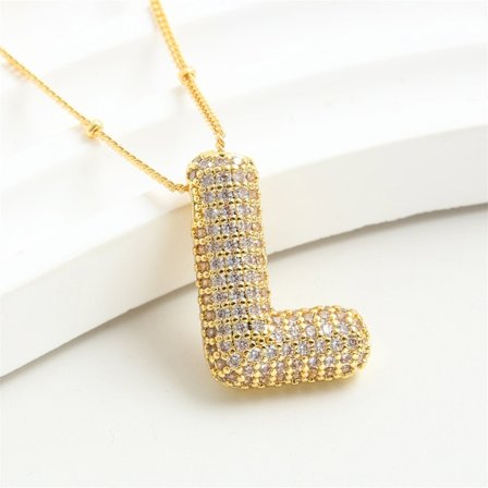 Bokstavshänge Mässing Bubble Letter Halsband Temperament Mode 26 Engelska Bokstav Halsband