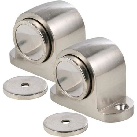 (Børstet finish) ZVD Magnetisk dørstopper - Magnetisk legering - Bakkemonteringsbrakett - Trådtrekkingsfinish - 2-pakning