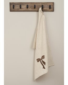 Kökshandduk med broderad rosett 1-pack Brun - Jul - Linea