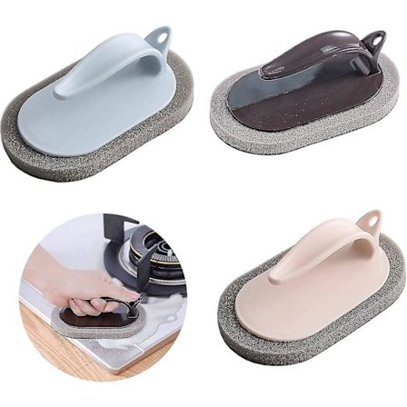 3-pack Rengöringsborste för avlägsnande av smuts, svampborste med handtag