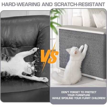 Selvklæbende kradsemåtte – kradsemåtte til katte – individuelt skærbar, beskytter sofamøbler og vægge, egnet til forskellige møbler og vægge mørkegrå