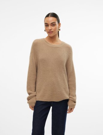 Vero Moda Vmpuff Ls O-Neck Pullover Boo - Beige - L