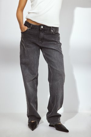 NA-KD Jean droit à taille basse - Jeans taille basse - Gris - EU 34
