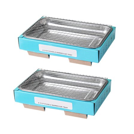 Engångsgrill i kol, Bärbar grill, Liten kolgrill för trädgård, Camping, Yachter(2 st)