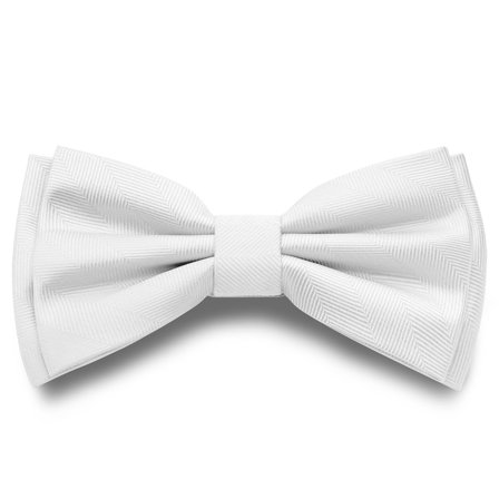 White Pre-Tied Herringbone Bow Tie for Men - Pre-tied bow ties