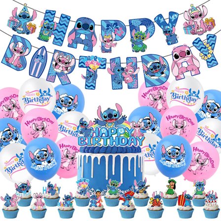 Stitch tema festdekorasjoner Star og Stitch barnebursdag trekk flagg ballong arrangement sett