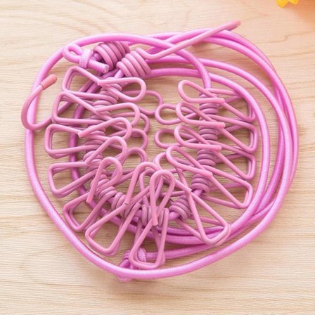 Tuulenpitävä pyykkinarun pidike sisätiloihin, ei-rei'itetty 、 Kannettava benji-narun pyykkipoika ulkoilumatkoille (vaaleanpunainen 2 kpl) pinkki