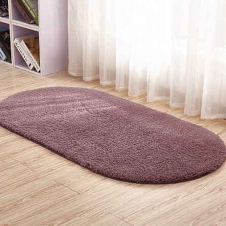 Ovalt fortykket plys tæppe til stue soveværelse - Lilla-grå