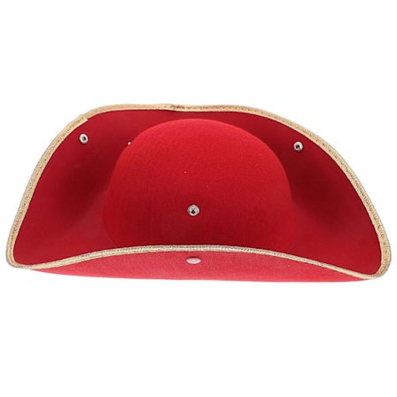Pirathatt for menn, autentisk sjørøverhatt for sceneopptredener, rød trikorn, 1 stk
