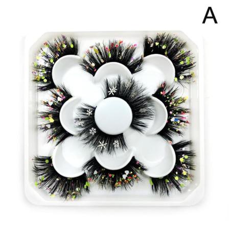 5 Par Lösögonfransar 3d Faux Mink Fransar, Fluffy Crossed False