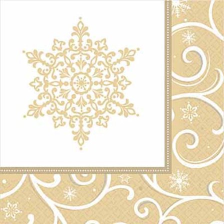 Gull- og snøfnugg servietter