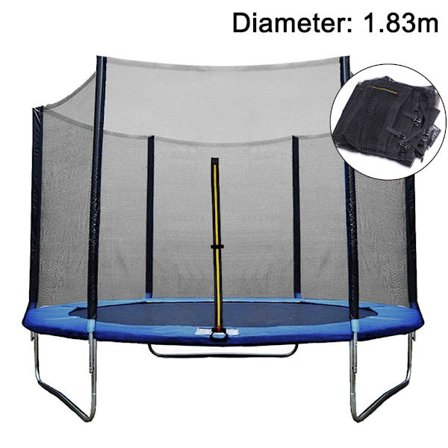 Sikkerhetsnett erstatningsnett for trampoline Ø 183 cm, hagetrampoline erstatningsnett for 6 stenger, nett utenfor, reservedel rivefast, UV-bestandig